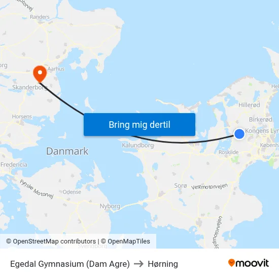 Egedal Gymnasium (Dam Agre) to Hørning map