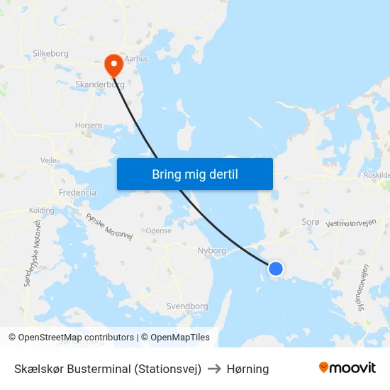 Skælskør Busterminal (Stationsvej) to Hørning map