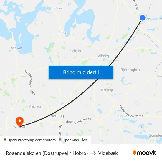 Rosendalskolen (Døstrupvej / Hobro) to Videbæk map