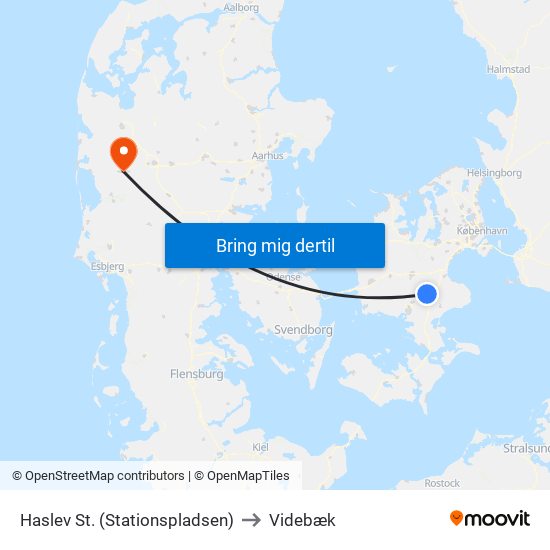 Haslev St. (Stationspladsen) to Videbæk map