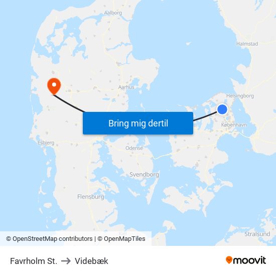 Favrholm St. to Videbæk map