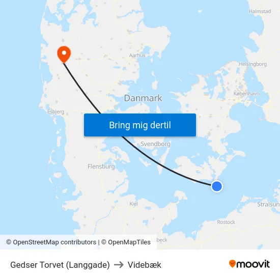 Gedser Torvet (Langgade) to Videbæk map