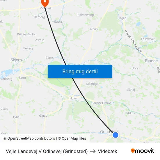 Vejle Landevej V Odinsvej (Grindsted) to Videbæk map