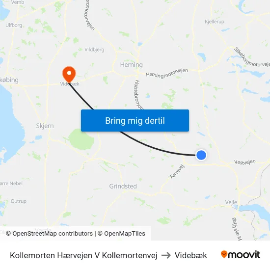 Kollemorten Hærvejen V Kollemortenvej to Videbæk map