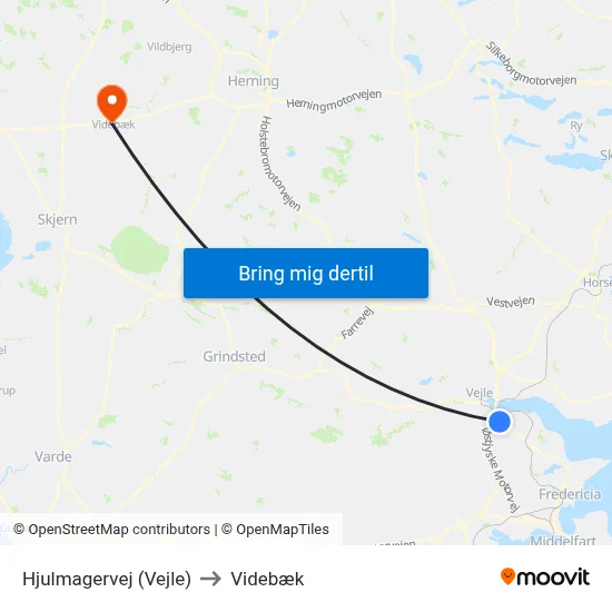 Hjulmagervej (Vejle) to Videbæk map