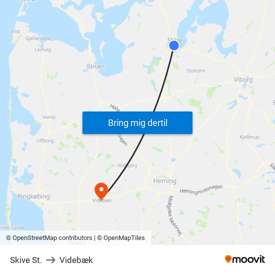 Skive St. to Videbæk map