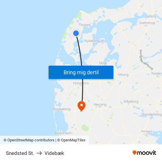 Snedsted St. to Videbæk map