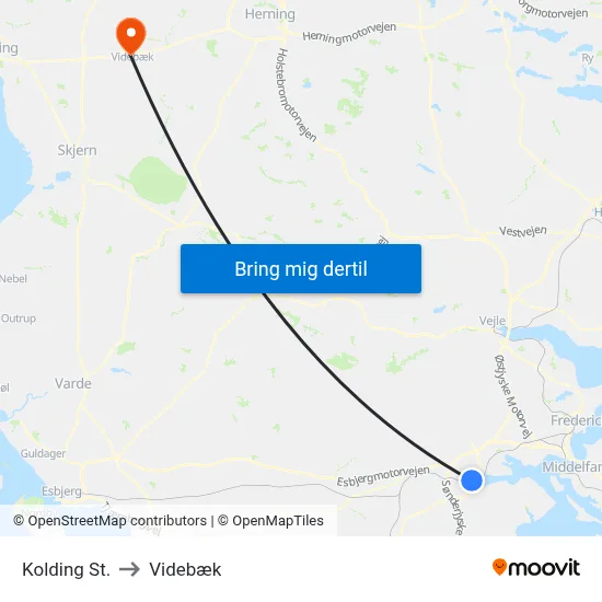 Kolding St. to Videbæk map