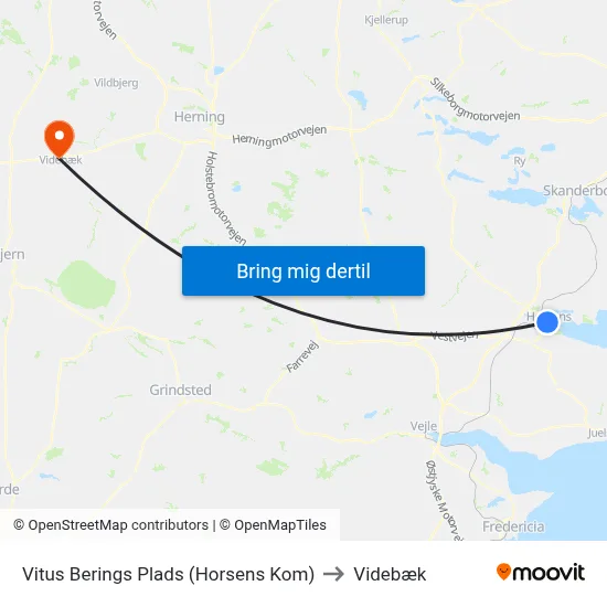 Vitus Berings Plads (Horsens Kom) to Videbæk map