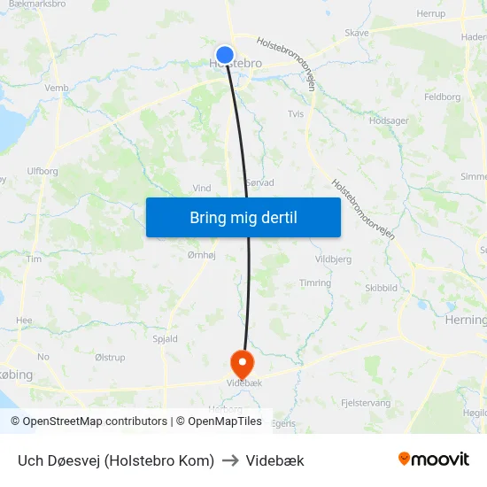 Uch Døesvej (Holstebro Kom) to Videbæk map
