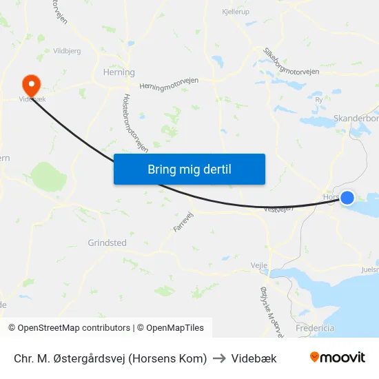 Chr. M. Østergårdsvej (Horsens Kom) to Videbæk map