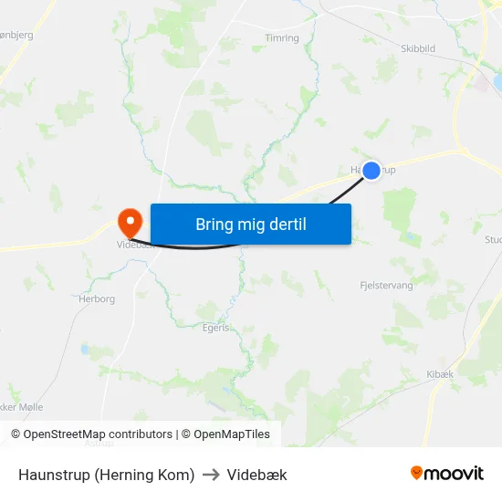 Haunstrup (Herning Kom) to Videbæk map