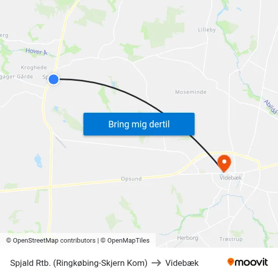 Spjald Rtb. (Ringkøbing-Skjern Kom) to Videbæk map