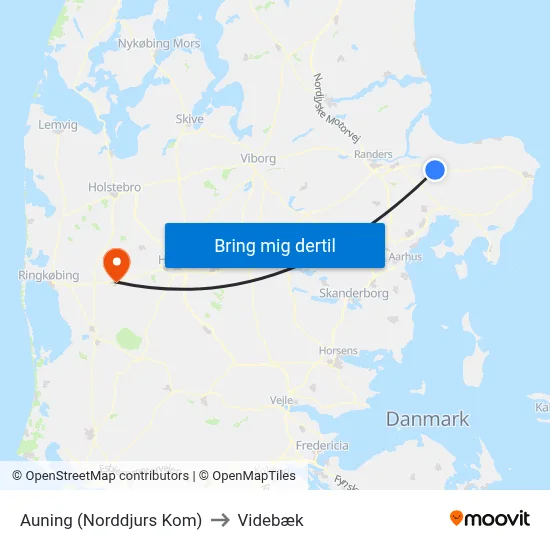 Auning (Norddjurs Kom) to Videbæk map