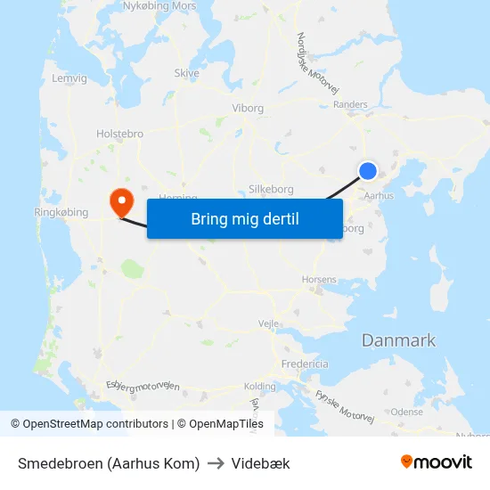 Smedebroen (Aarhus Kom) to Videbæk map
