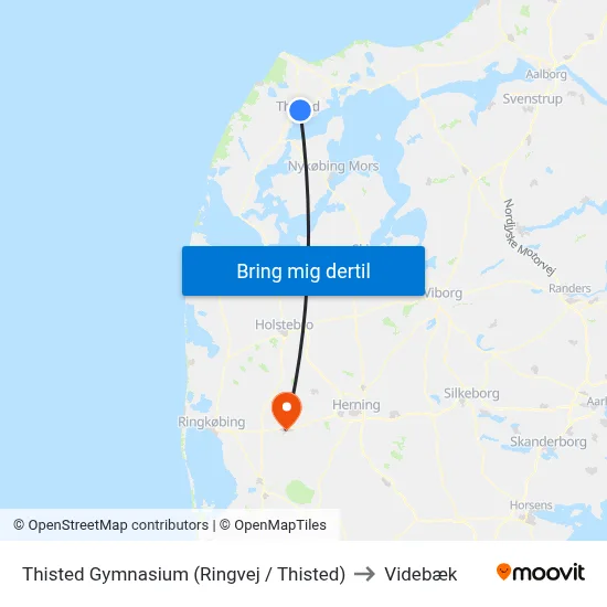 Thisted Gymnasium (Ringvej / Thisted) to Videbæk map