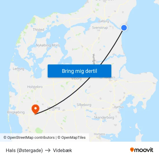 Hals (Østergade) to Videbæk map