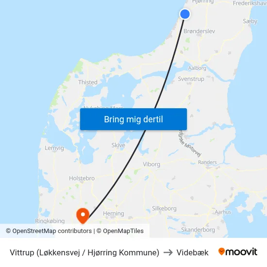 Vittrup (Løkkensvej / Hjørring Kommune) to Videbæk map