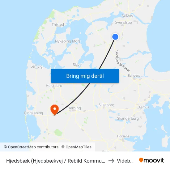 Hjedsbæk (Hjedsbækvej / Rebild Kommune) to Videbæk map