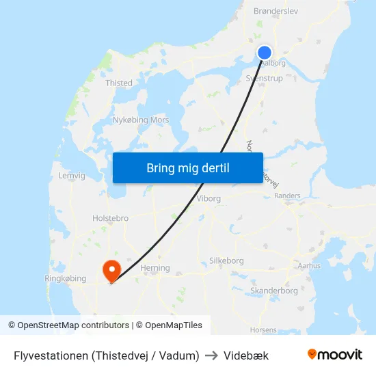 Flyvestationen (Thistedvej / Vadum) to Videbæk map