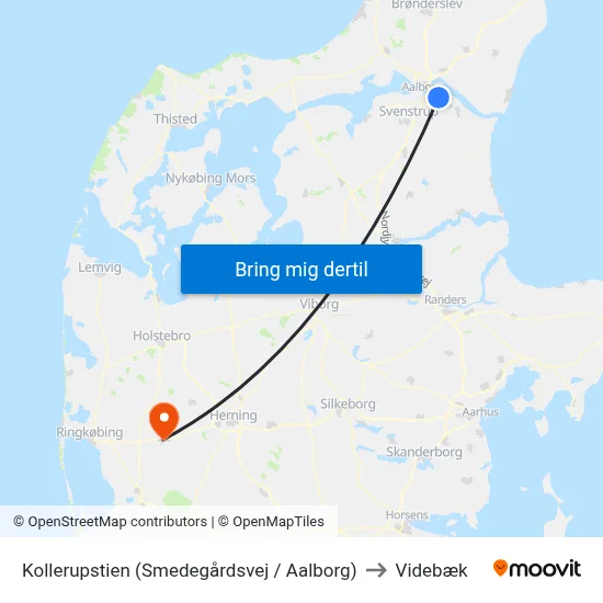 Kollerupstien (Smedegårdsvej / Aalborg) to Videbæk map