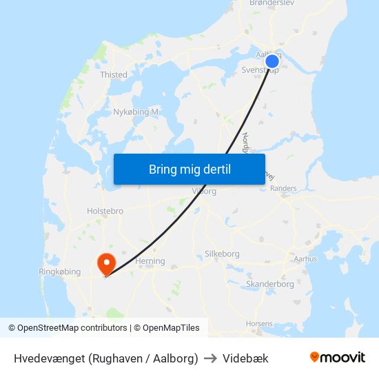 Hvedevænget (Rughaven / Aalborg) to Videbæk map