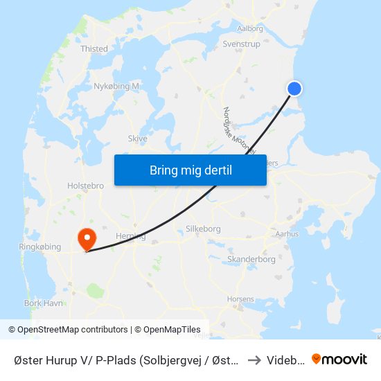 Øster Hurup V/ P-Plads (Solbjergvej / Øster Hurup) to Videbæk map