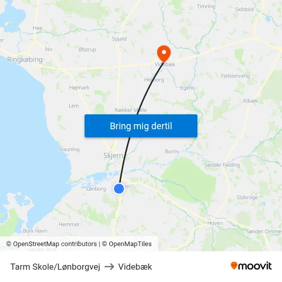 Tarm Skole/Lønborgvej to Videbæk map