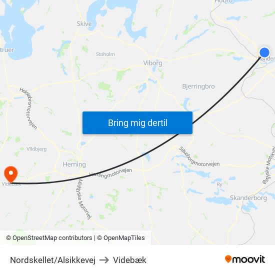 Nordskellet/Alsikkevej to Videbæk map