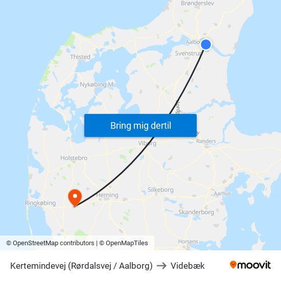 Kertemindevej (Rørdalsvej / Aalborg) to Videbæk map
