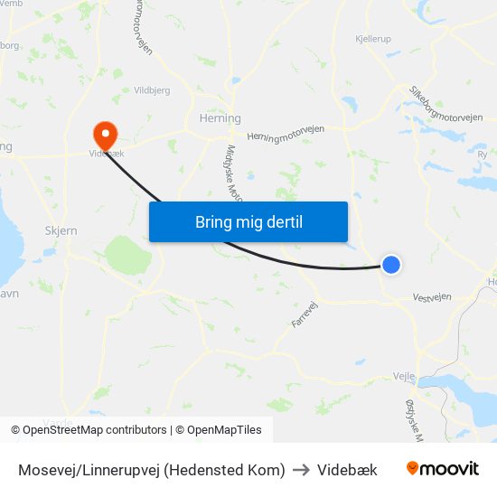 Mosevej/Linnerupvej (Hedensted Kom) to Videbæk map