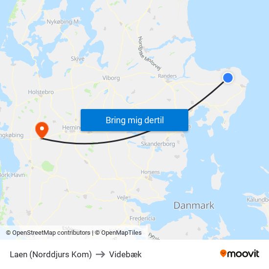 Laen (Norddjurs Kom) to Videbæk map