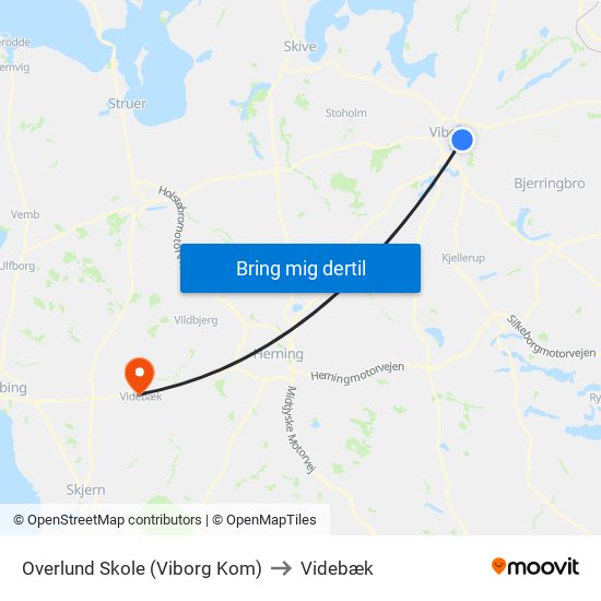 Overlund Skole (Viborg Kom) to Videbæk map