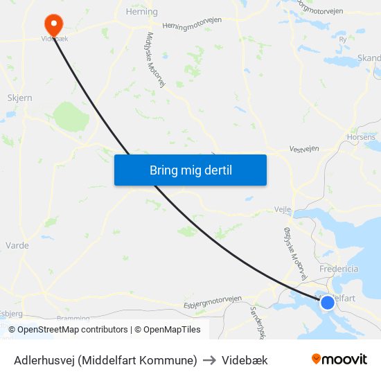 Adlerhusvej (Middelfart Kommune) to Videbæk map