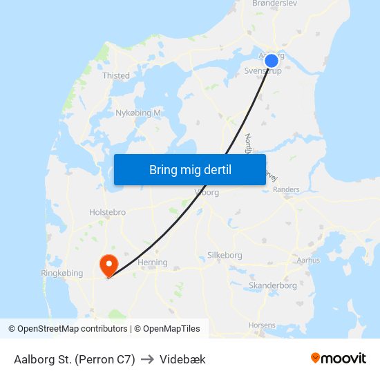 Aalborg St. (Perron C7) to Videbæk map