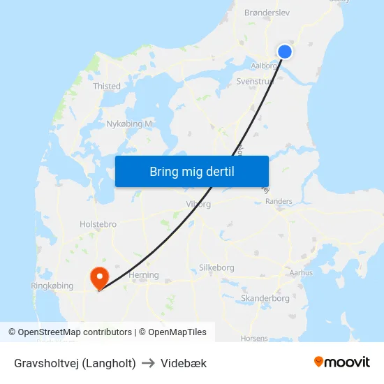 Gravsholtvej (Langholt) to Videbæk map
