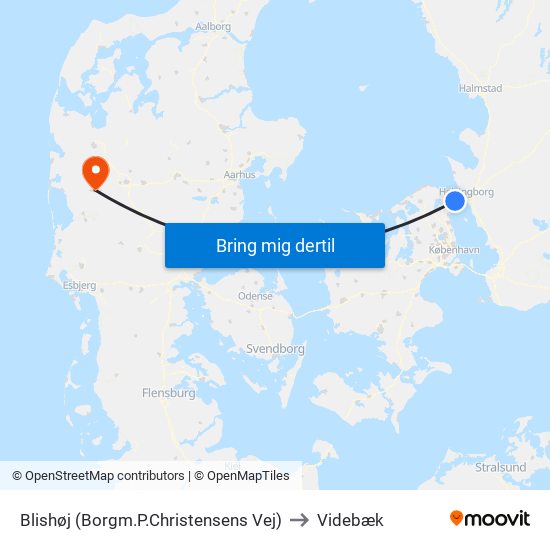 Blishøj (Borgm.P.Christensens Vej) to Videbæk map