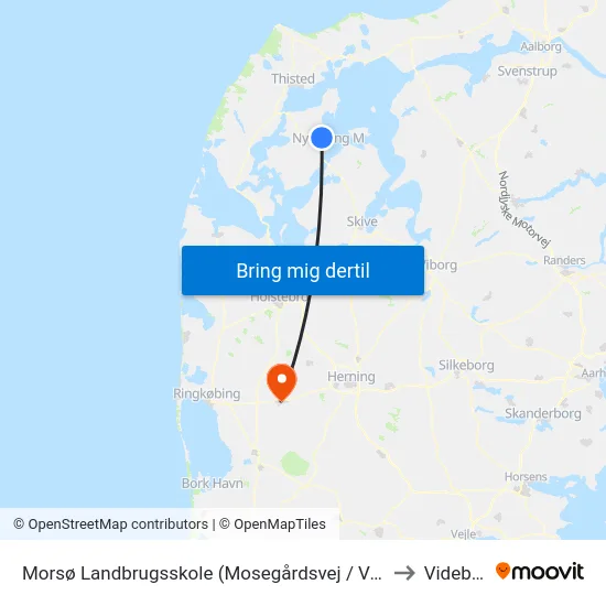 Morsø Landbrugsskole (Mosegårdsvej / Vodstrup) to Videbæk map