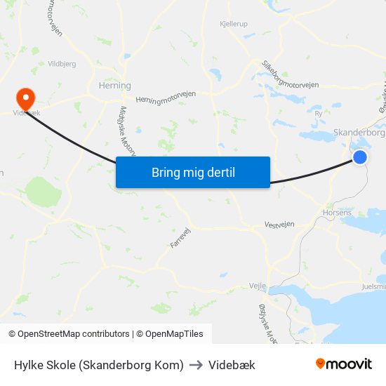 Hylke Skole (Skanderborg Kom) to Videbæk map