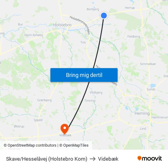 Skave/Hesselåvej (Holstebro Kom) to Videbæk map