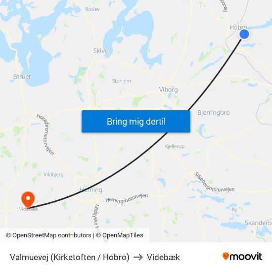 Valmuevej (Kirketoften / Hobro) to Videbæk map