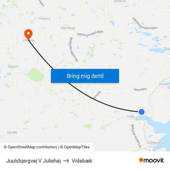 Juulsbjergvej V Juliehøj to Videbæk map