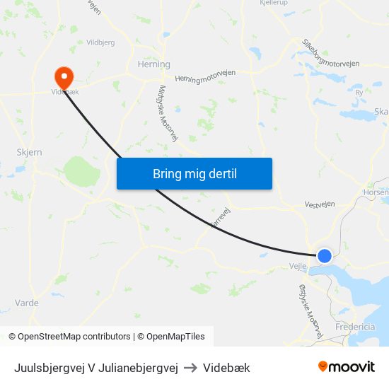 Juulsbjergvej V Julianebjergvej to Videbæk map