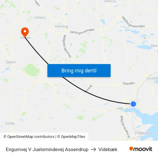 Engumvej V Juelsmindevej Assendrup to Videbæk map