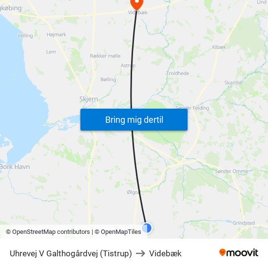Uhrevej V Galthogårdvej (Tistrup) to Videbæk map