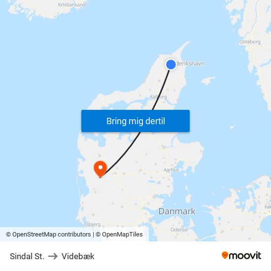 Sindal St. to Videbæk map
