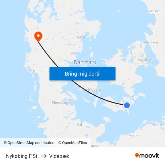 Nykøbing F St. to Videbæk map