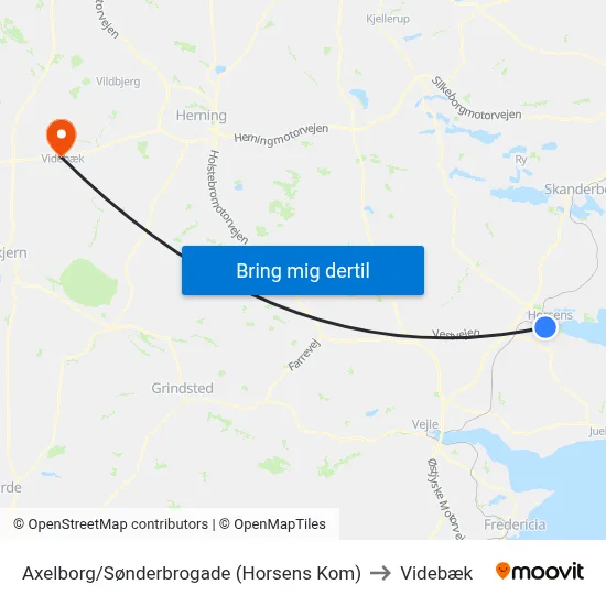 Axelborg/Sønderbrogade (Horsens Kom) to Videbæk map