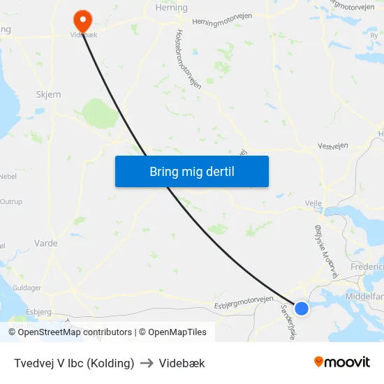 Tvedvej V Ibc (Kolding) to Videbæk map