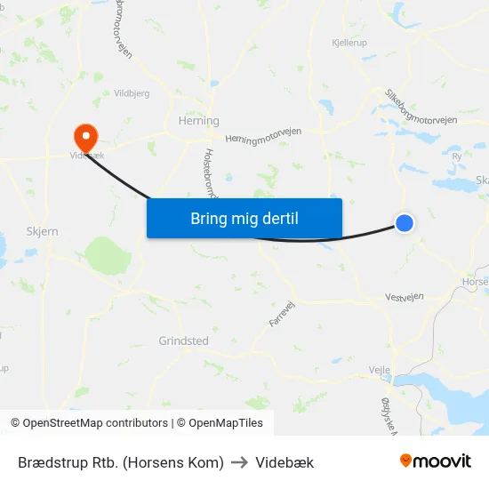 Brædstrup Rtb. (Horsens Kom) to Videbæk map